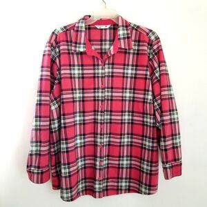 Riders by Lee Flannel Shirt Jacket Womens 2X Pink Plaid Plus Size Shacket